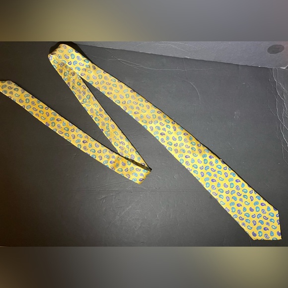 House of Bruar Soprano Exclusive Men’s Neck Tie Silk Tie Mustard Paisley *New* - Picture 2 of 5